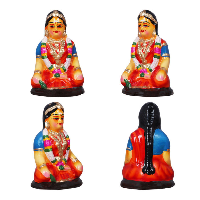 Kalyanam Clay Golu Bommai Set - 7 x 2.5 Inches | Giri Golu Doll/ Navaratri Golu Bomma/Gombe/Bommai - Clay Kolu Bommai