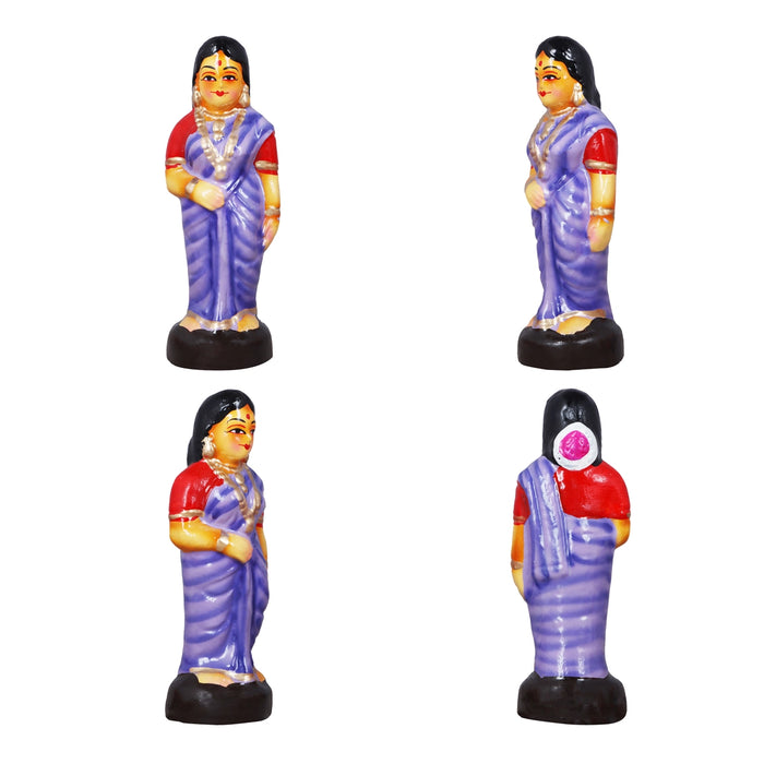 Kalyanam Clay Golu Bommai Set - 7 x 2.5 Inches | Giri Golu Doll/ Navaratri Golu Bomma/Gombe/Bommai - Clay Kolu Bommai