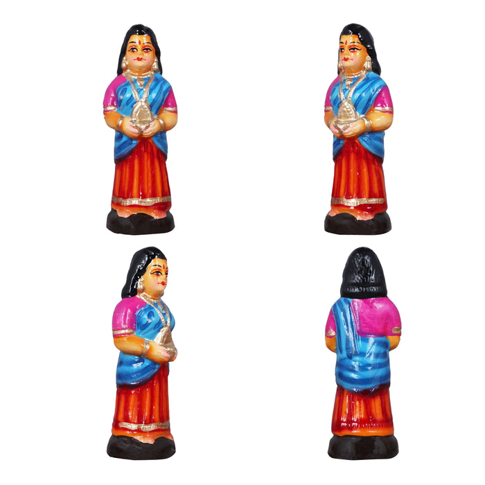 Kalyanam Clay Golu Bommai Set - 7 x 2.5 Inches | Giri Golu Doll/ Navaratri Golu Bomma/Gombe/Bommai - Clay Kolu Bommai
