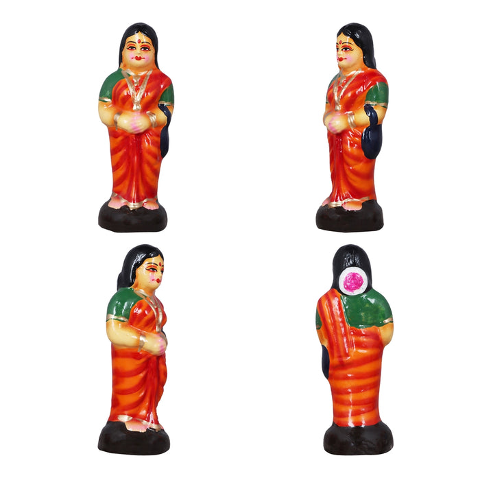 Kalyanam Clay Golu Bommai Set - 7 x 2.5 Inches | Giri Golu Doll/ Navaratri Golu Bomma/Gombe/Bommai - Clay Kolu Bommai