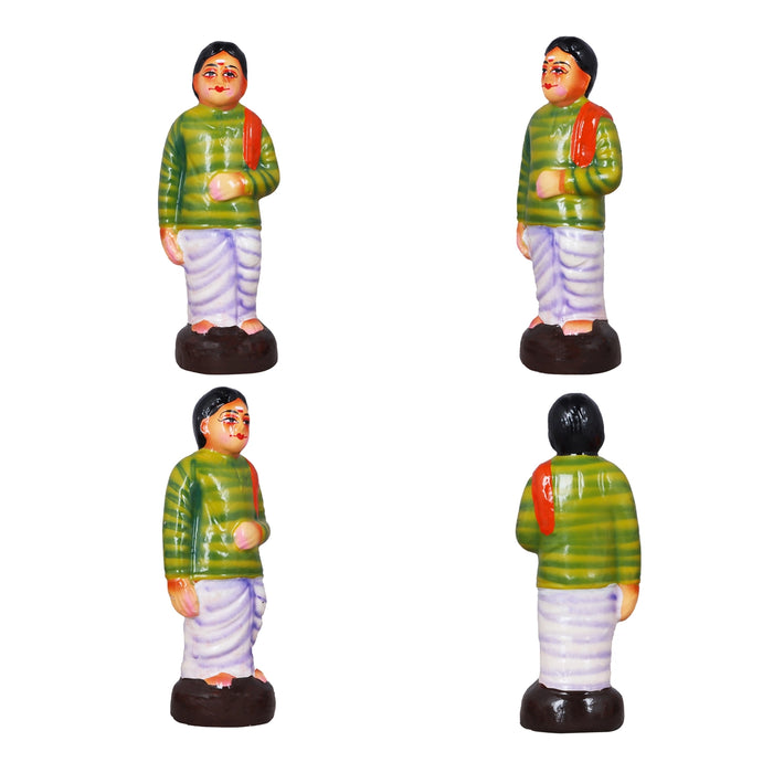 Kalyanam Clay Golu Bommai Set - 7 x 2.5 Inches | Giri Golu Doll/ Navaratri Golu Bomma/Gombe/Bommai - Clay Kolu Bommai