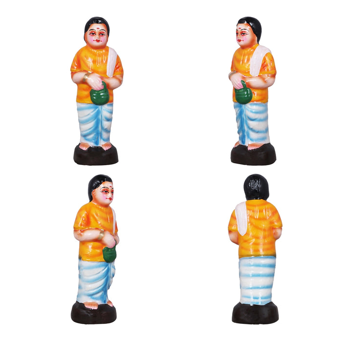 Kalyanam Clay Golu Bommai Set - 7 x 2.5 Inches | Giri Golu Doll/ Navaratri Golu Bomma/Gombe/Bommai - Clay Kolu Bommai