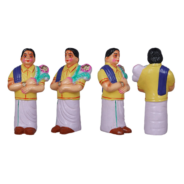 Reception Clay Golu Bommai Set - 10 x 7 Inches | Giri Golu Doll/ Navaratri Golu Bomma/ Gombe/ Bommai - Clay Kolu Bommai