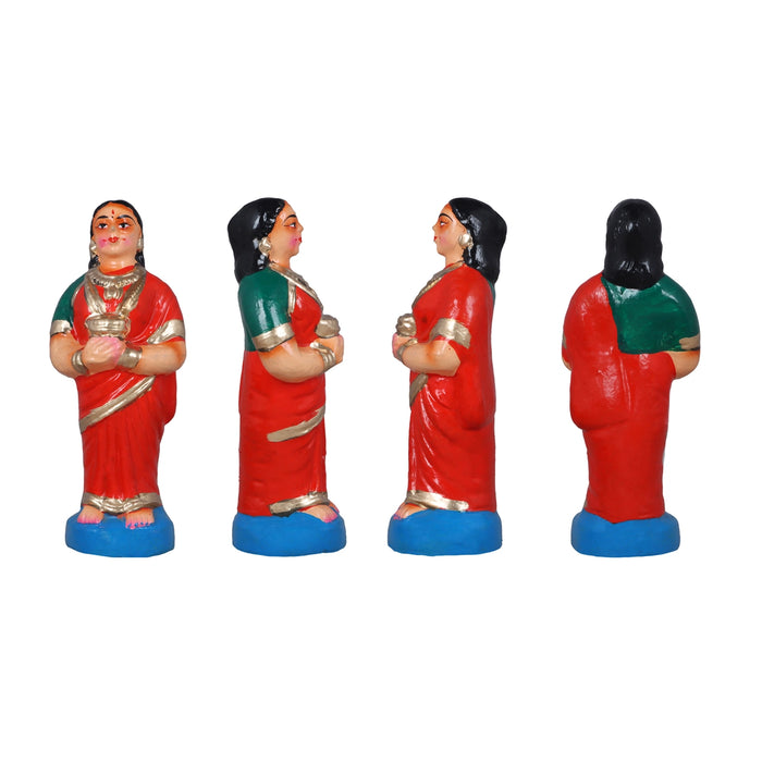 Reception Clay Golu Bommai Set - 10 x 7 Inches | Giri Golu Doll/ Navaratri Golu Bomma/ Gombe/ Bommai - Clay Kolu Bommai