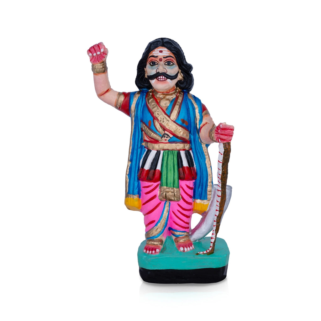 Mahishasura Mardini Clay Golu Bommai - 10 x 6.5 Inches | Giri Golu Doll/ Navaratri Golu Bomma/Gombe/Bommai