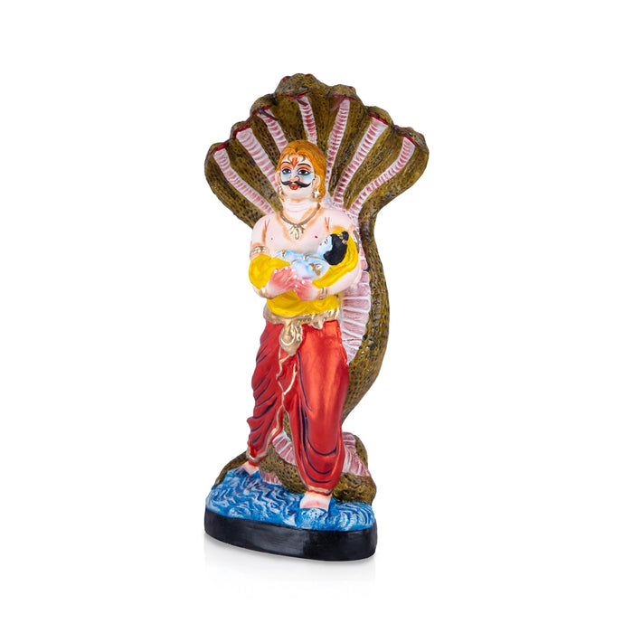 Vasudeva Carrying Krishna Across Yamuna Clay Golu Bommai - 12 x 7 Inches | Giri Golu Doll/ Navaratri Golu Bomma - Clay Kolu Bommai