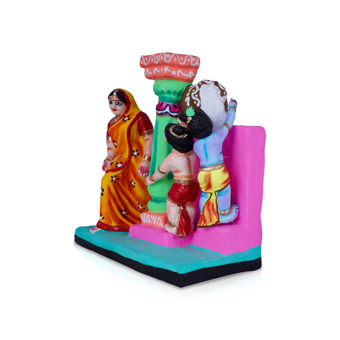 Krishna Vennai Thiruduthal Clay Golu Bommai - 10 x 9 Inches | Giri Golu Doll/ Navaratri Golu Bomma/Gombe/Bommai