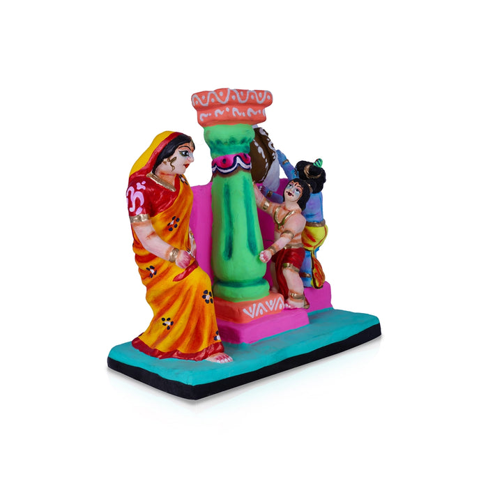 Krishna Vennai Thiruduthal Clay Golu Bommai - 10 x 9 Inches | Giri Golu Doll/ Navaratri Golu Bomma/Gombe/Bommai