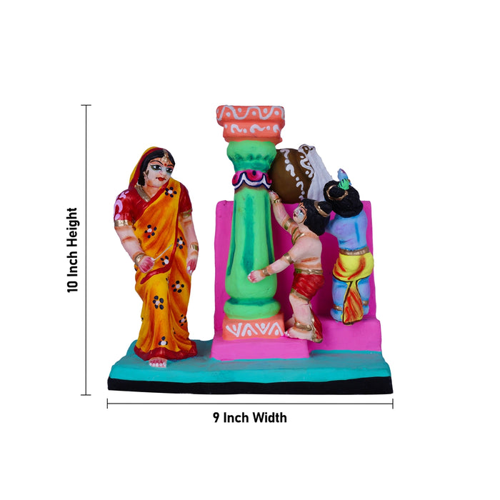 Krishna Vennai Thiruduthal Clay Golu Bommai - 10 x 9 Inches | Giri Golu Doll/ Navaratri Golu Bomma/Gombe/Bommai