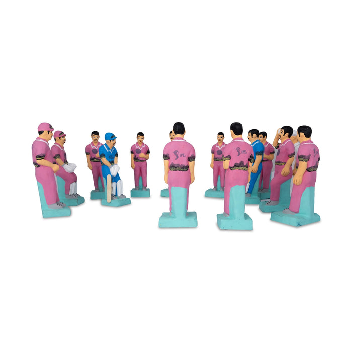 Cricket Game Clay Golu Bommai Set - 7 x 2.5 Inches | Giri Golu Doll/ Navaratri Golu Bomma/Gombe/Bommai