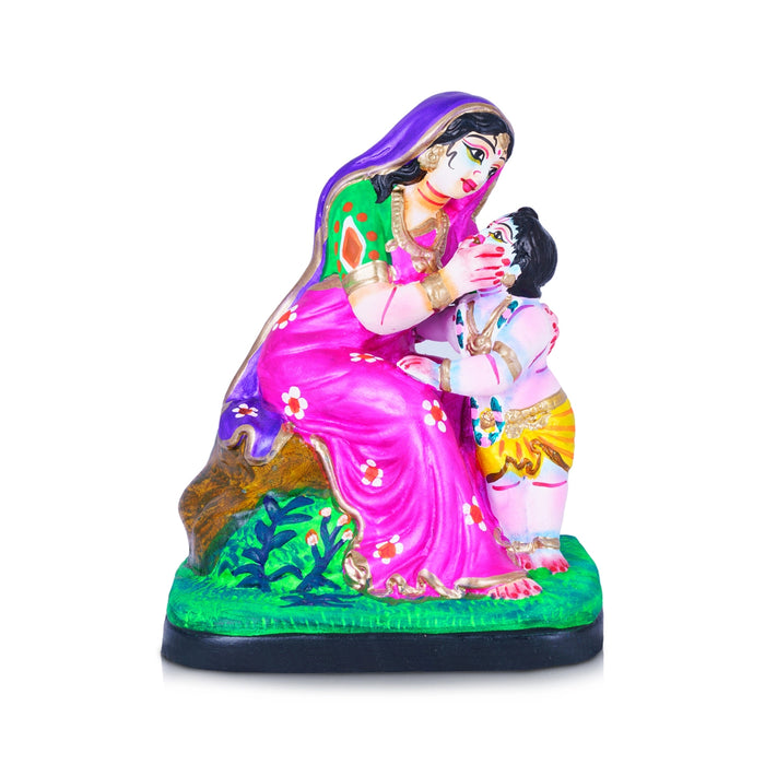 Yashoda Krishna Clay Golu Bommai - 9 x 6 Inches | Giri Golu Doll/Navaratri Golu Bomma/Gombe/Bommai