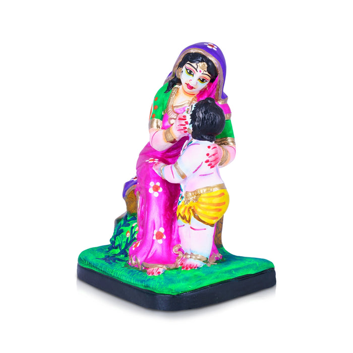 Yashoda Krishna Clay Golu Bommai - 9 x 6 Inches | Giri Golu Doll/Navaratri Golu Bomma/Gombe/Bommai