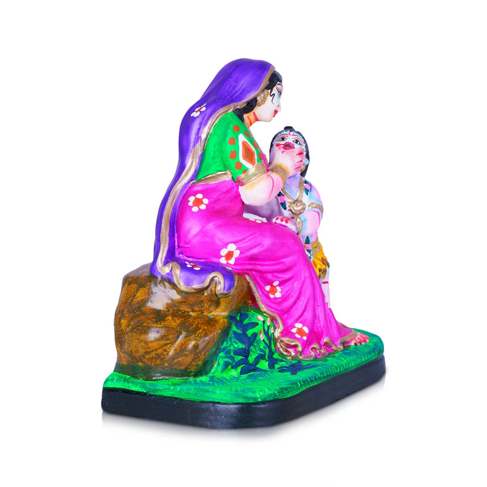 Yashoda Krishna Clay Golu Bommai - 9 x 6 Inches | Giri Golu Doll/Navaratri Golu Bomma/Gombe/Bommai