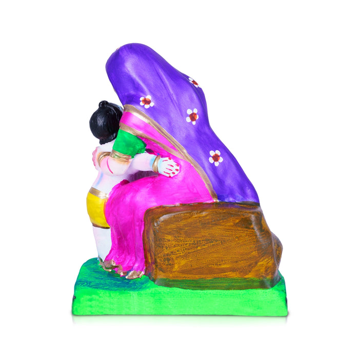 Yashoda Krishna Clay Golu Bommai - 9 x 6 Inches | Giri Golu Doll/Navaratri Golu Bomma/Gombe/Bommai