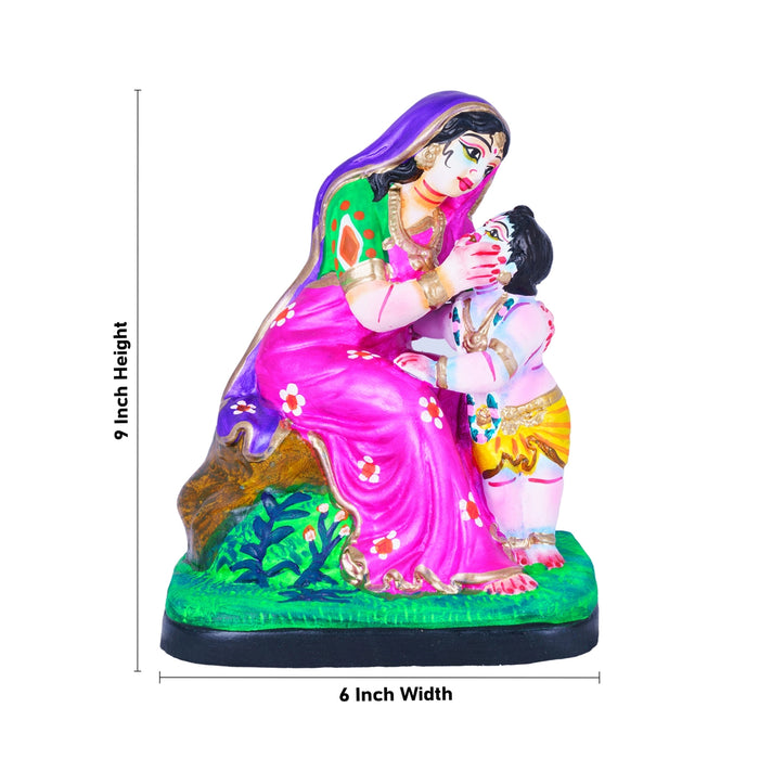 Yashoda Krishna Clay Golu Bommai - 9 x 6 Inches | Giri Golu Doll/Navaratri Golu Bomma/Gombe/Bommai