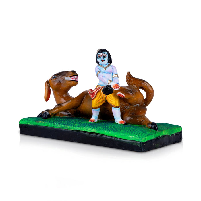 Dhenukasura Vadham Clay Golu Bommai - 7 x 11 Inches | Giri Golu Doll/ Navaratri Golu Bomma/Gombe/Bommai