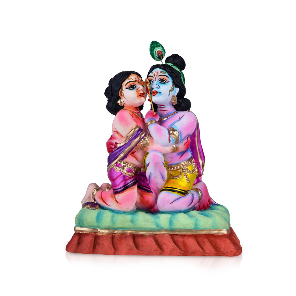 Krishna and Balarama Clay Golu Bommai - 10 x 8 Inches | Giri Golu Doll/ Navaratri Golu Bomma/Gombe/Bommai