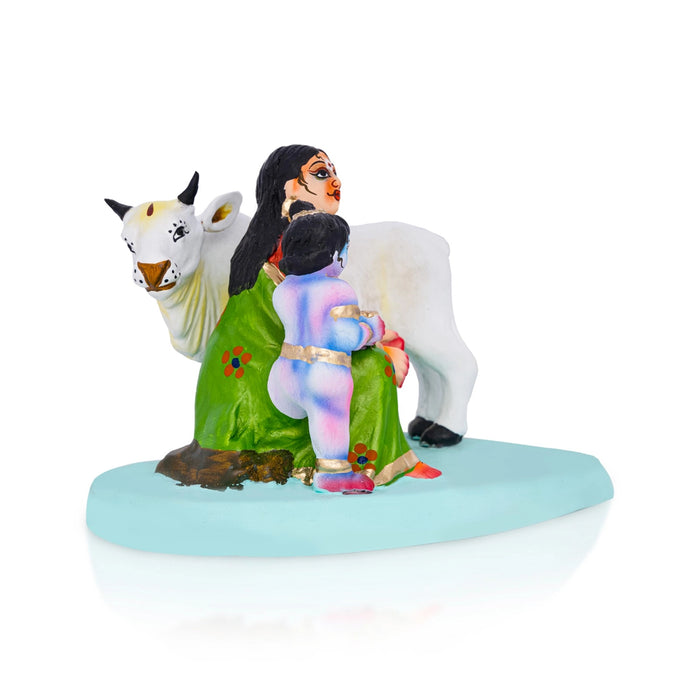 Krishna Murti With Yashoda Gopala Clay Golu Bommai - 6.5 X 9.75 Inches | Giri Golu Doll/ Navaratri Gombe - Clay Kolu Bommai
