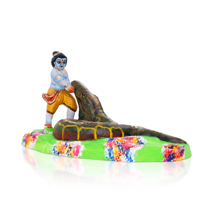 Krishna Murti Aghasura Vadham Clay Golu Bommai - 6 X 11 Inches | Giri Golu Doll/ Navaratri Golu Bommai/ Gombe - Clay Kolu Bommai