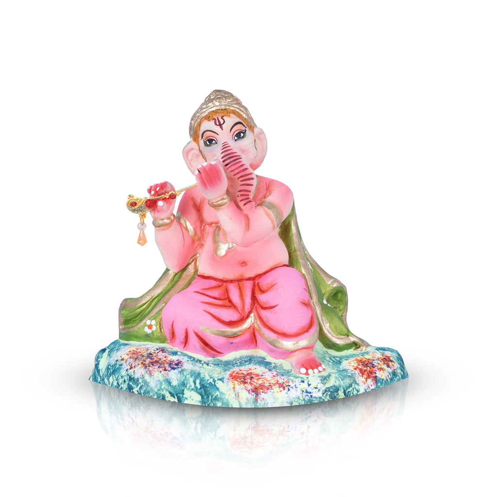 Flute Ganesha Clay Golu Bommai - 8 x 7 Inches | Giri Golu Doll/ Navaratri Golu Bomma/Gombe/Bommai