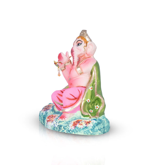 Flute Ganesha Clay Golu Bommai - 8 x 7 Inches | Giri Golu Doll/ Navaratri Golu Bomma/Gombe/Bommai