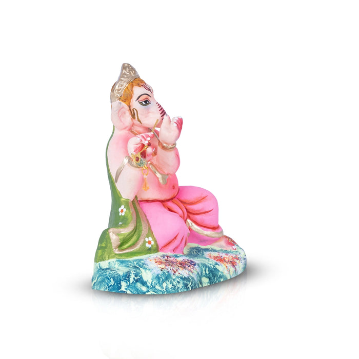 Flute Ganesha Clay Golu Bommai - 8 x 7 Inches | Giri Golu Doll/ Navaratri Golu Bomma/Gombe/Bommai