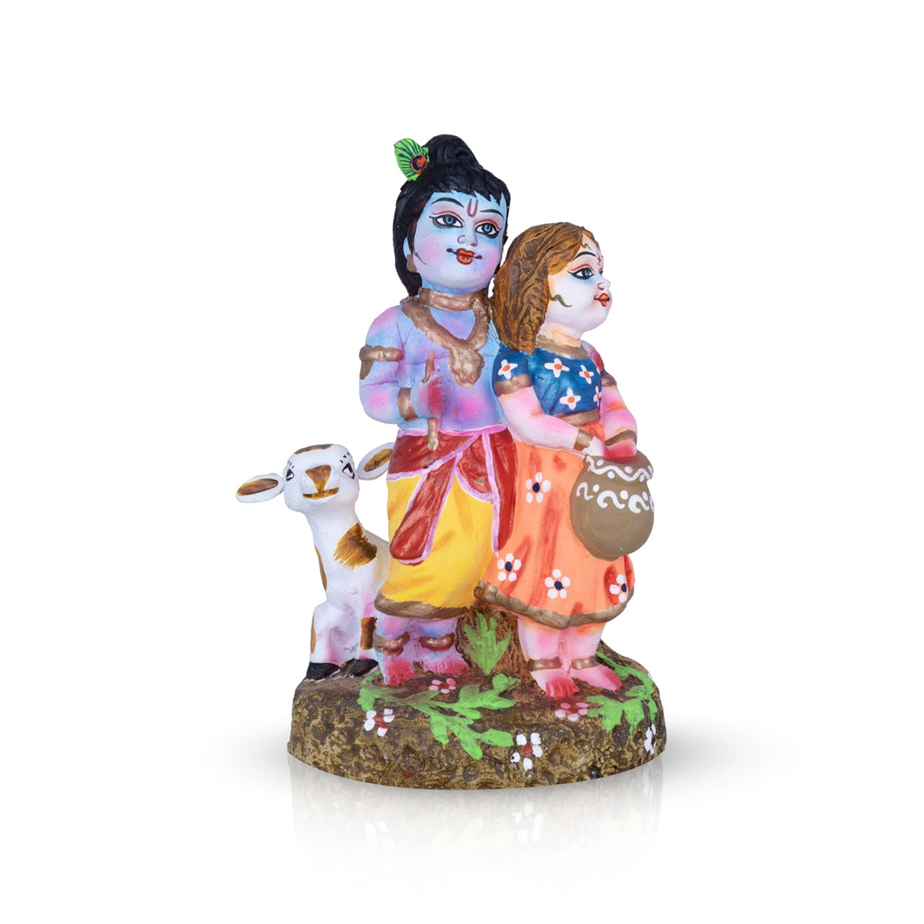 Radha Krishna Clay Golu Bommai - 9 x 6 Inches | Giri Golu Doll/ Navaratri Golu Bomma/Gombe/Bommai