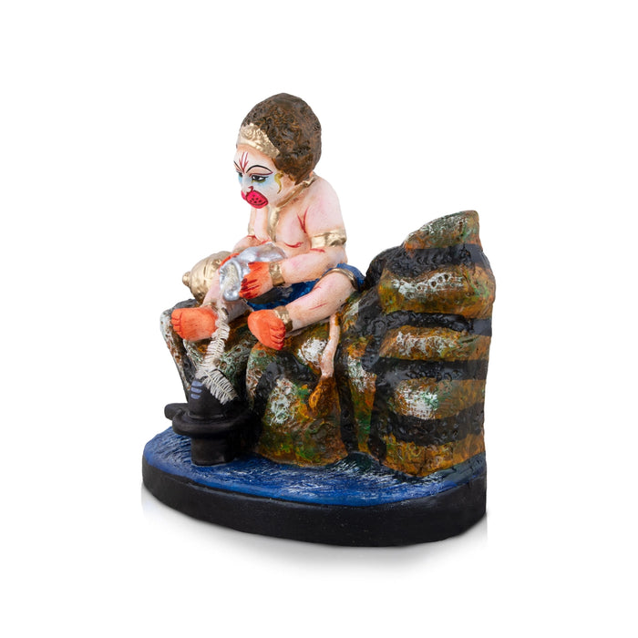 Hanuman Doing Shiva Puja Clay Golu Bommai - 8 x 7.5 Inches | Giri Golu Doll/ Navaratri Golu Bomma/Gombe/Bommai - Clay Kolu Bommai