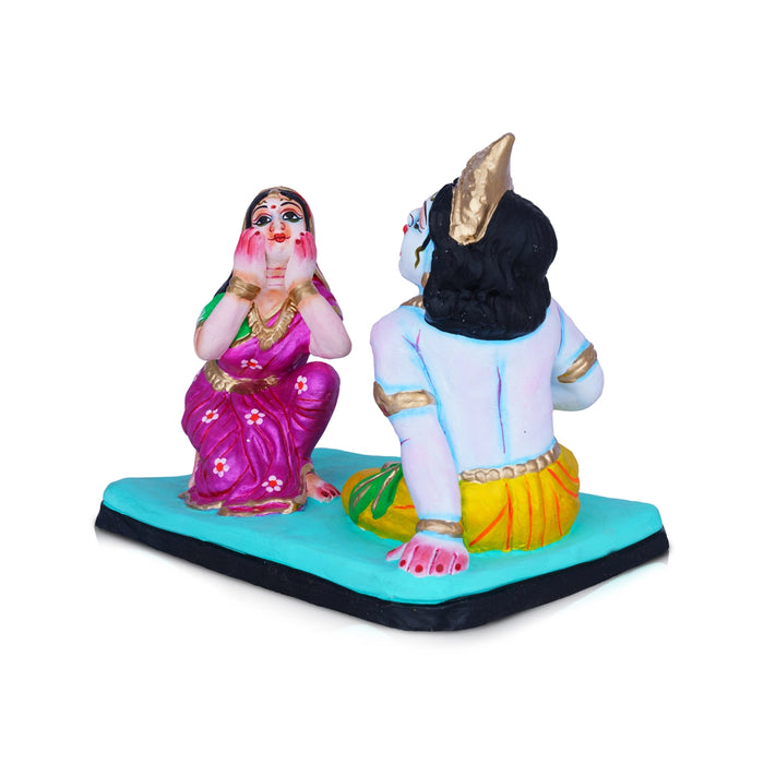 Yashoda Sees the Universe in Krishna's Mouth Clay Golu Bommai - 8 x 9 Inches | Giri Golu Doll/ Navaratri Golu Bomma - Clay Kolu Bommai
