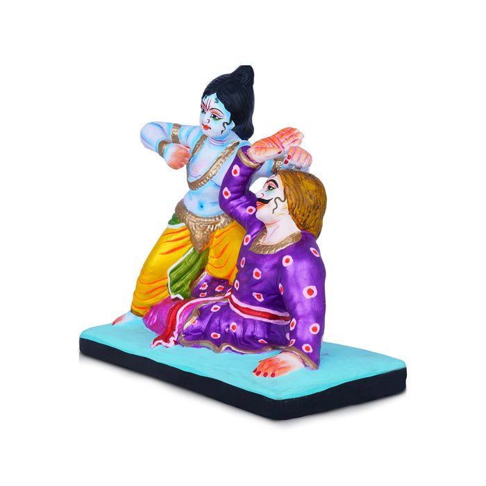 Kamsa Vadham Clay Golu Bommai - 8 x 9 Inches | Giri Golu Doll/ Navaratri Golu Bomma/Gombe/Bommai