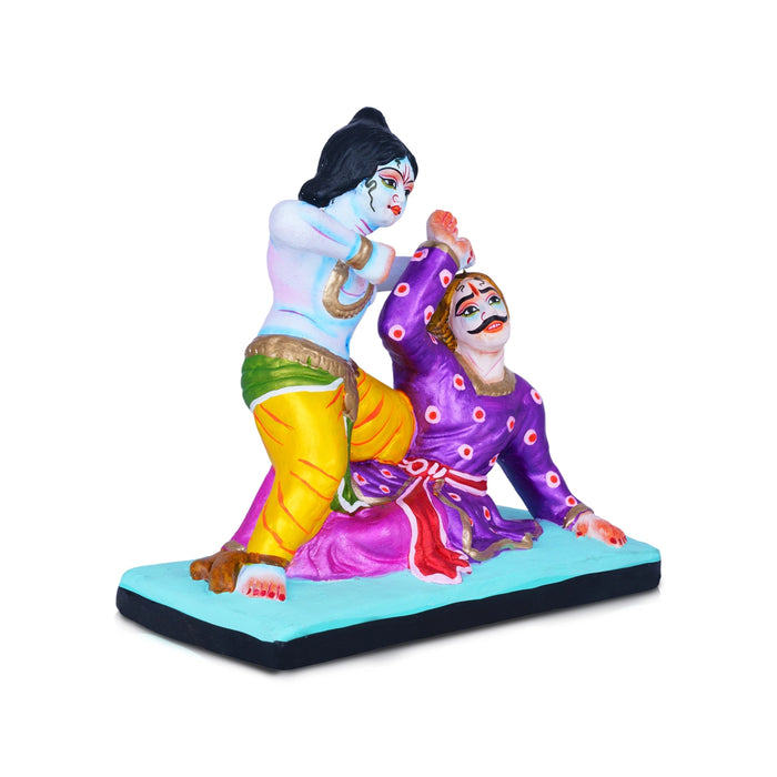 Kamsa Vadham Clay Golu Bommai - 8 x 9 Inches | Giri Golu Doll/ Navaratri Golu Bomma/Gombe/Bommai