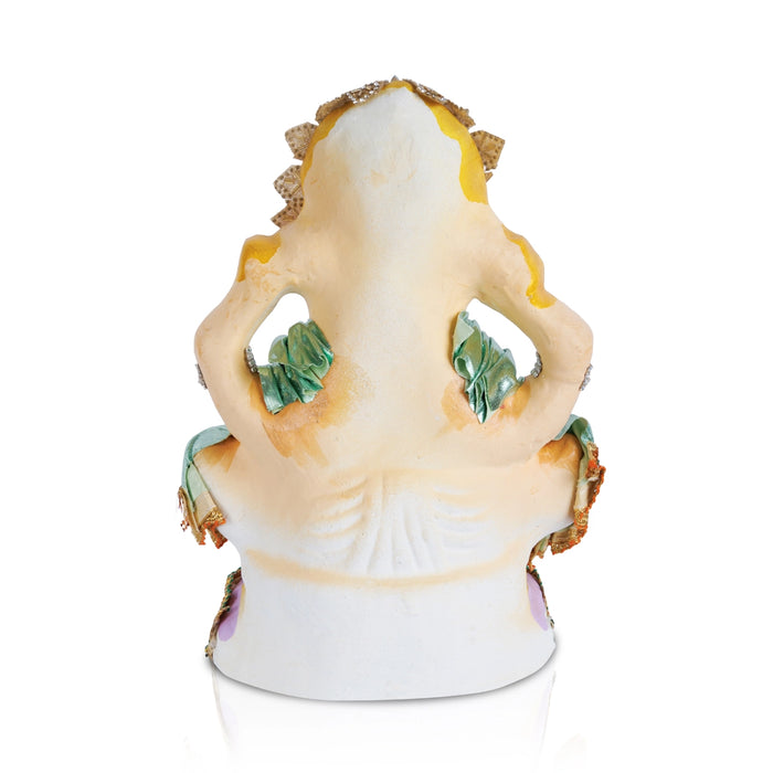 Ganesha Clay Idol - 10 x 8 Inches | Decorative Navaratri Golu Doll / Ganpati Statue for Vinayagar Chaturthi