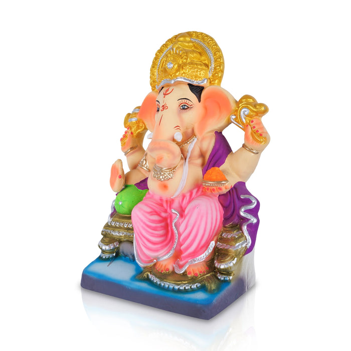 Decorative Clay Ganesha - 16 x 11 Inches | Giri Navaratri Golu Bommai / Vinayagar Statue for Ganesha Chaturthi