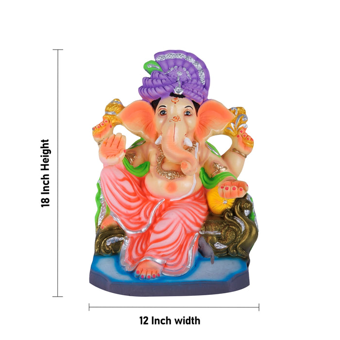 Ganapati Murti - 18 x 12 Inches | Giri Navaratri Clay Bommai/ Decorative Ganesha Idol For Vinayagar Chaturthi