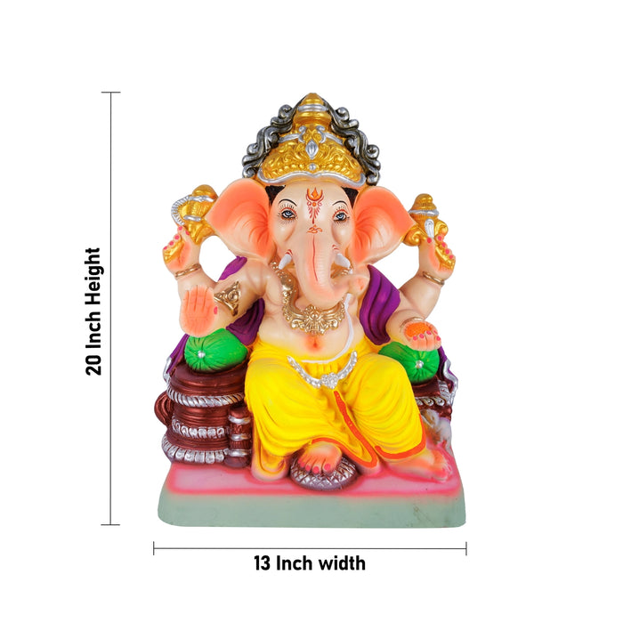 Decorative Vinayagar Statue - 20 x 13 Inches | Giri Navaratri Clay Doll / Ganapati Idol For Ganesha Chaturthi