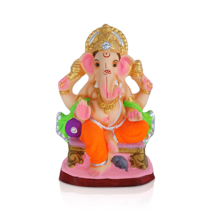 Decorative Ganesha Murti - 10 x 7.5 Inches | Giri Navaratri Clay Bommai/ Ganpati Idol For Vinayagar Chaturthi