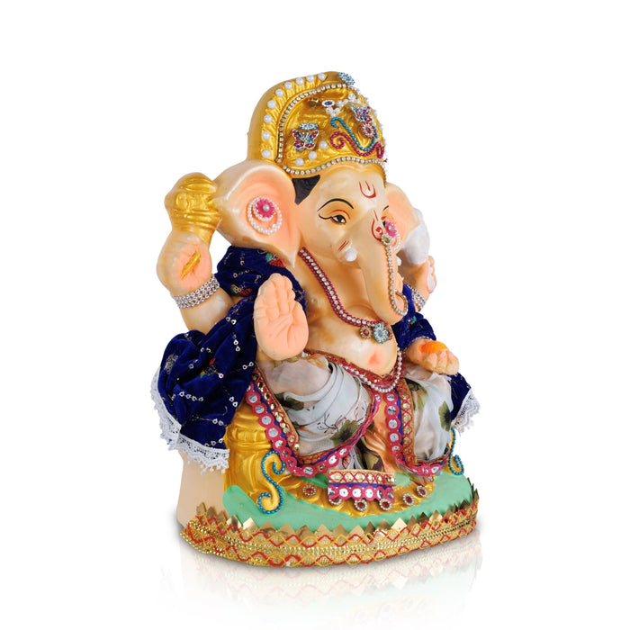 Vinayagar Clay Statue - 12 x 9.5 Inches | Giri Golu Bommai/ Decorative Ganapati For Ganesha Chaturthi