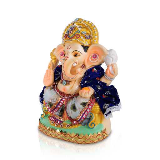 Vinayagar Clay Statue - 12 x 9.5 Inches | Giri Golu Bommai/ Decorative Ganapati For Ganesha Chaturthi - Clay Bommai