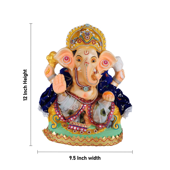 Vinayagar Clay Statue - 12 x 9.5 Inches | Giri Golu Bommai/ Decorative Ganapati For Ganesha Chaturthi