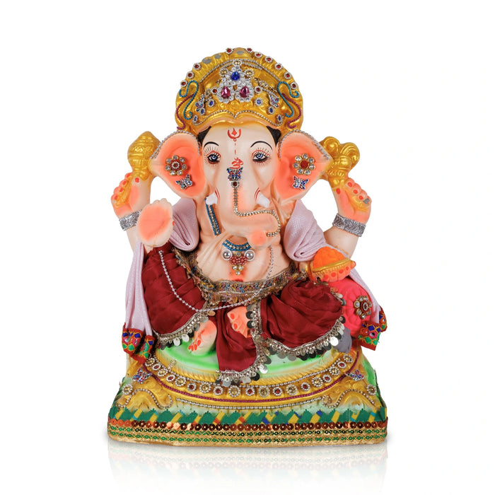 Decorative Ganesha Statue - 16 x 11 Inches | Giri Clay Golu Bommai/ Ganapati Idol For Vinayaka Chaturthi