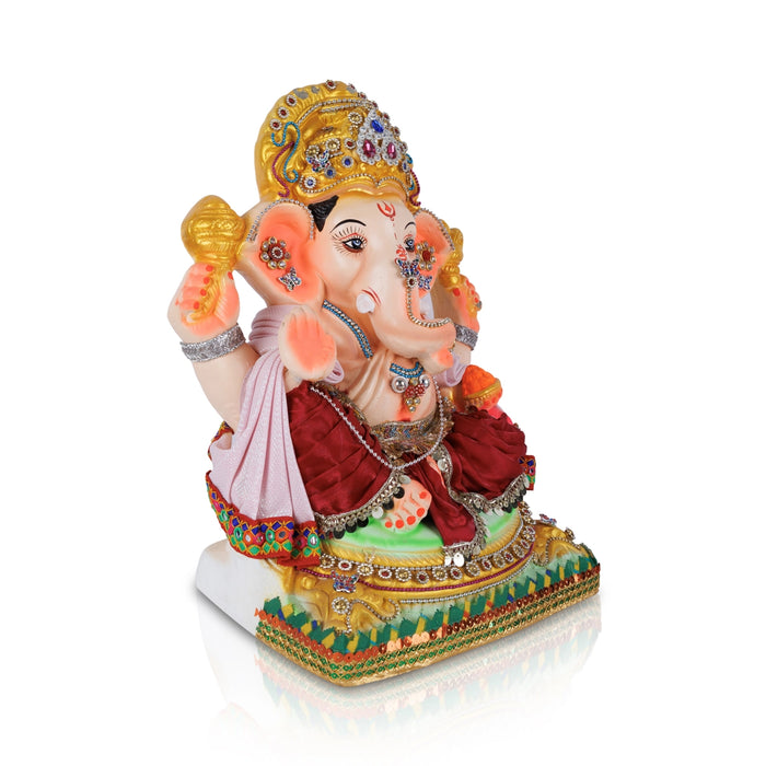 Decorative Ganesha Statue - 16 x 11 Inches | Giri Clay Golu Bommai/ Ganapati Idol For Vinayaka Chaturthi
