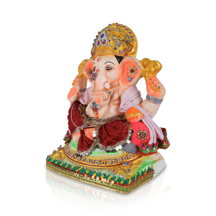 Decorative Ganesha Statue - 16 x 11 Inches | Giri Clay Golu Bommai/ Ganapati Idol For Vinayaka Chaturthi