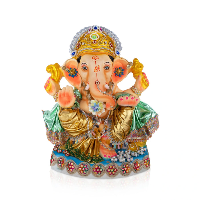 Decorative Ganapati Murti - 10 x 7.5 Inches | Giri Navaratri Clay Bommai/ Ganesha Idol For Vinayagar Chaturthi