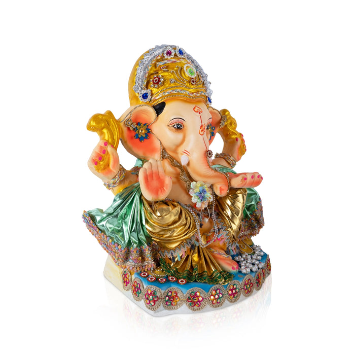 Decorative Ganapati Murti - 10 x 7.5 Inches | Giri Navaratri Clay Bommai/ Ganesha Idol For Vinayagar Chaturthi