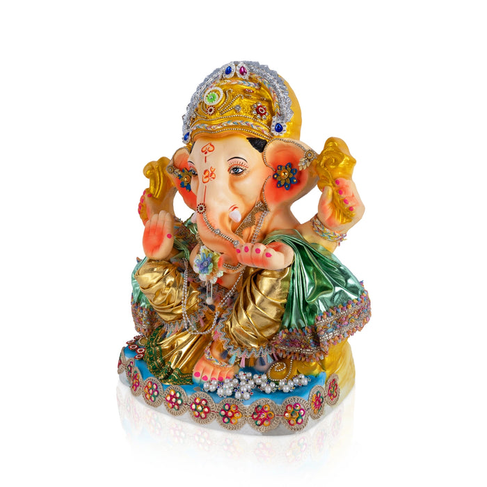 Decorative Ganapati Murti - 10 x 7.5 Inches | Giri Navaratri Clay Bommai/ Ganesha Idol For Vinayagar Chaturthi