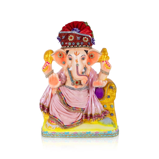 Decorative Ganesha Statue - 20 x 13 Inches |Giri Navaratri Clay Golu Doll/ Vinayagar Idol for Ganesh Chaturthi - Clay Bommai