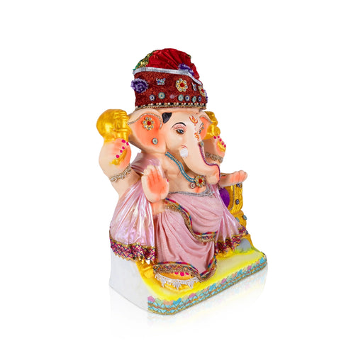 Decorative Ganesha Statue - 20 x 13 Inches |Giri Navaratri Clay Golu Doll/ Vinayagar Idol for Ganesh Chaturthi - Clay Bommai