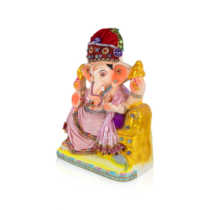 Decorative Ganesha Statue - 20 x 13 Inches |Giri Navaratri Clay Golu Doll/ Vinayagar Idol for Ganesh Chaturthi