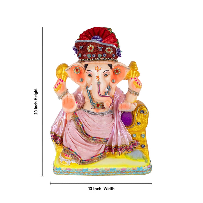 Decorative Ganesha Statue - 20 x 13 Inches |Giri Navaratri Clay Golu Doll/ Vinayagar Idol for Ganesh Chaturthi