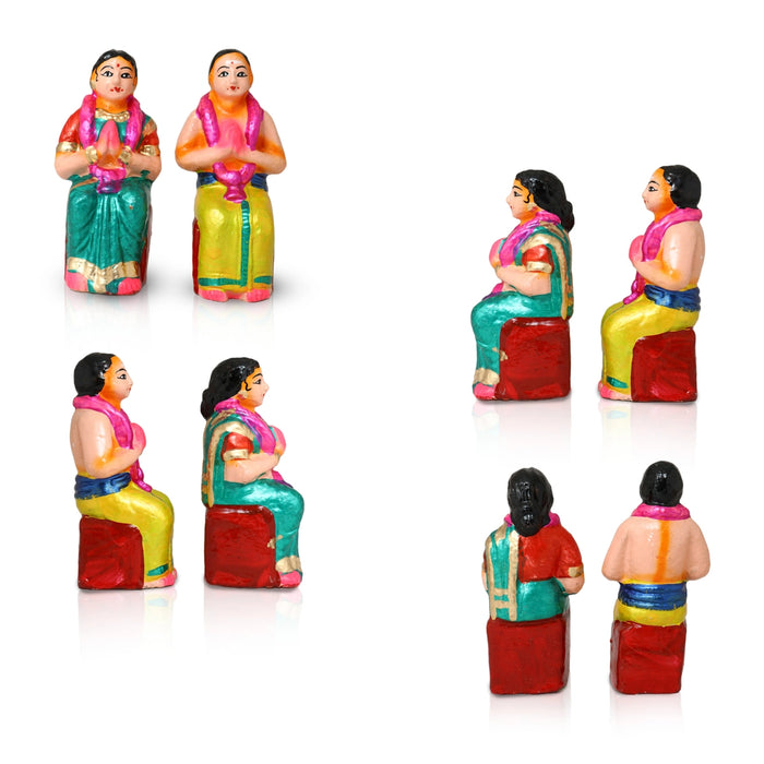 60th Marriage Clay Golu Bommai Set - 7 x 5.5 Inches | Giri Golu Doll/ Navaratri Golu Bomma/ Gombe/ Bommai - Clay Kolu Bommai